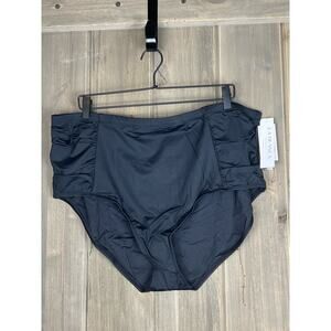 NWT La Blanca Tummy Control Island Goddess Black Bikini Bottoms 22W